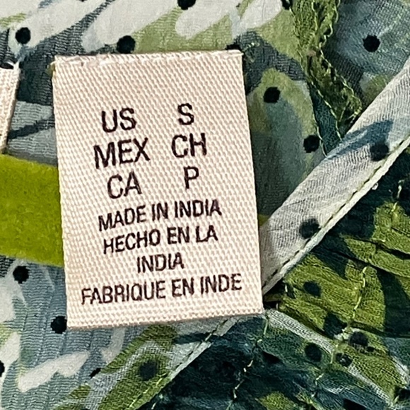 DKNY JEANS Smocked Sheer Lined Botanical Pattern Blouse - S - Picture 7 of 11